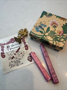 Brass vintage stamp, ‘love’ made in Italy Pink Pearl Sealing Wax Sticks